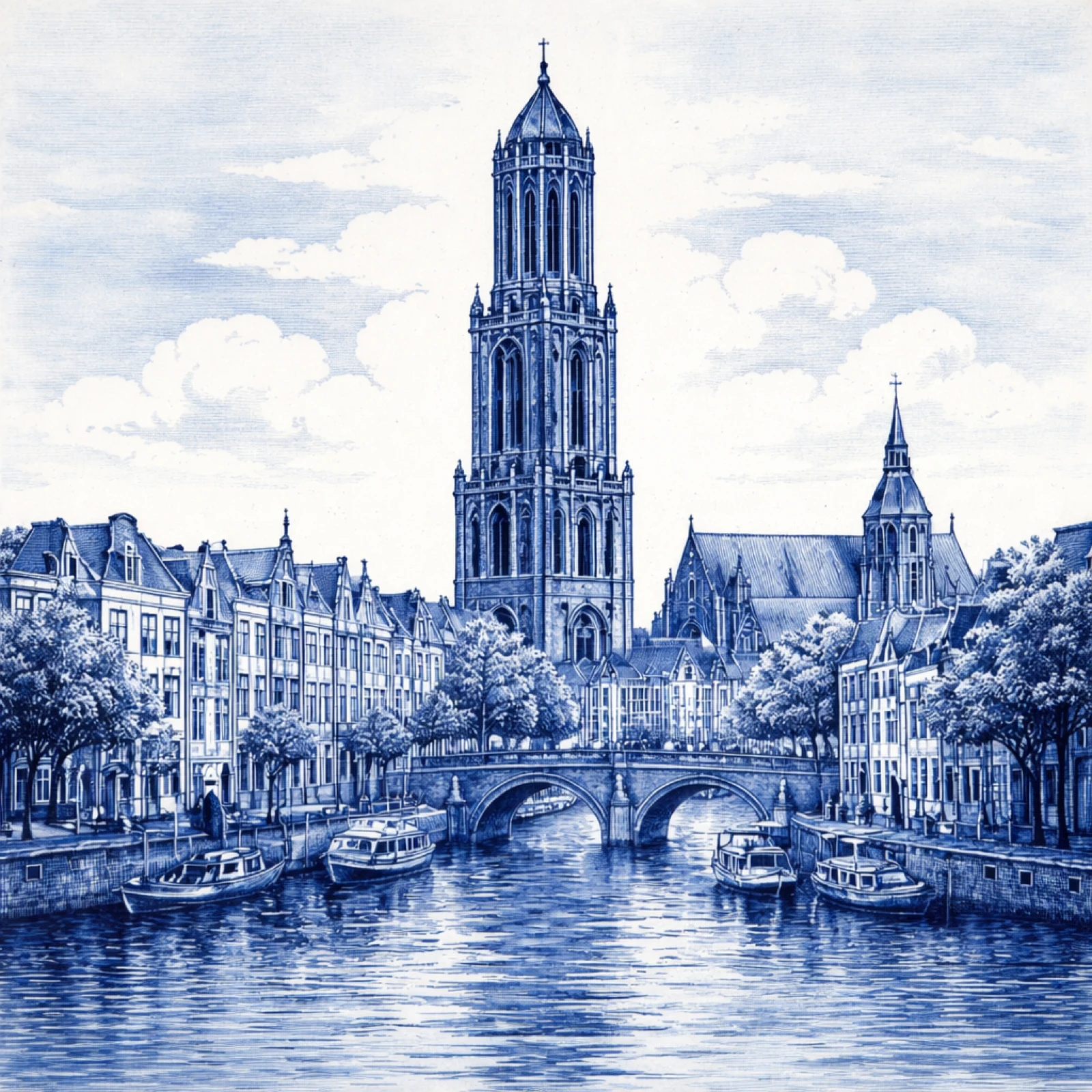 Tegeltje van de Dom met de gracht van Utrecht